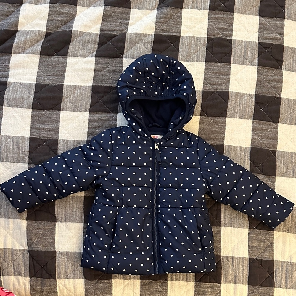 •HEALTHTEX• Kids 3T Dark Blue and White Polka Dot Jacket